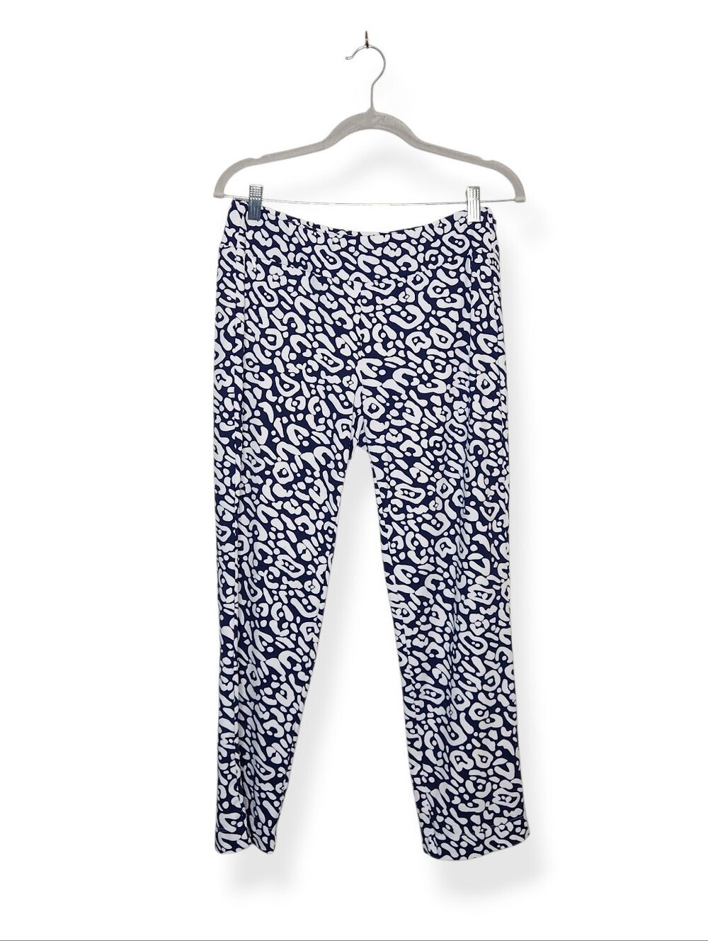 J.McLaughlin Navy & White Catalina Cloth Leopard Print Pants Women's Size Medium